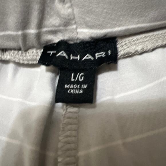 Women's Tahari Relaxed Fit Gray Striped Drawstring Jogger Pijama Pants Size L - Picture 6 of 6